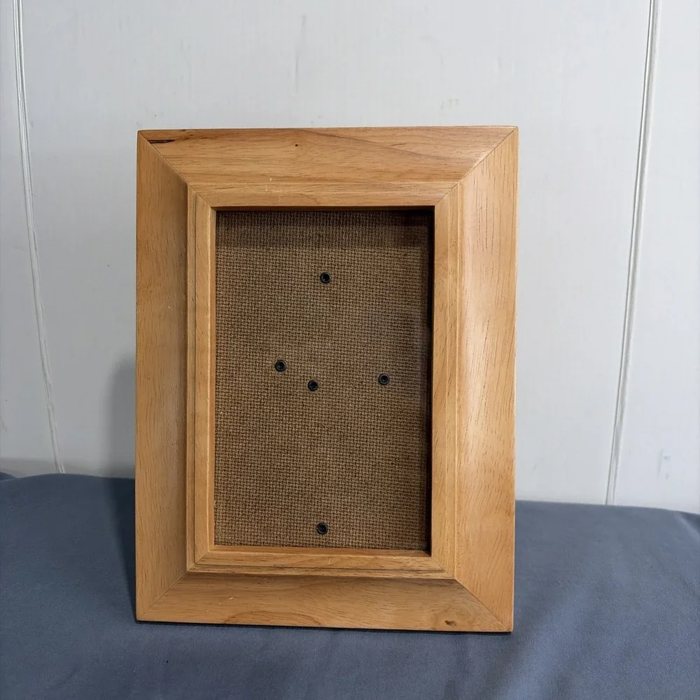 VTG Longs Drug Stores Solid Wood Picture Frame Burlap Backing Thailand Retro